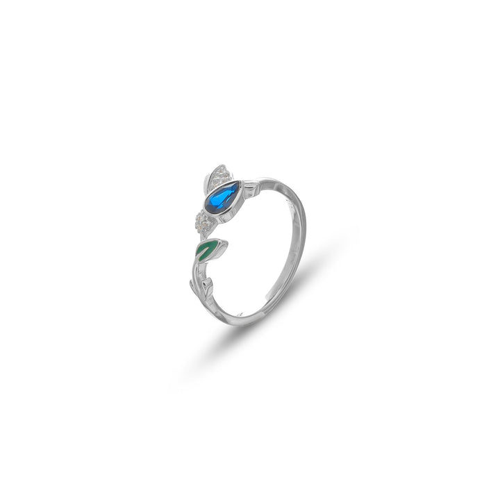 Silver Sapphire Bloom Vine Ring - tassyasilver.com
