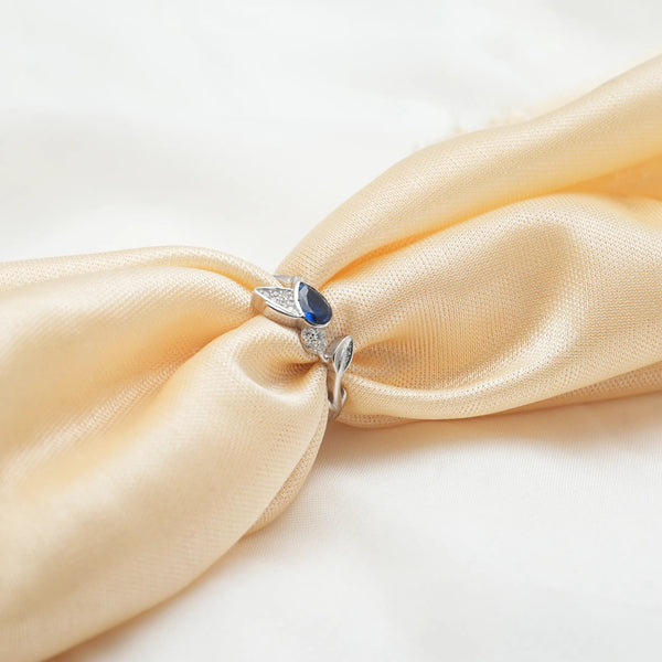 925 Silver Sapphire Bloom Vine Ring