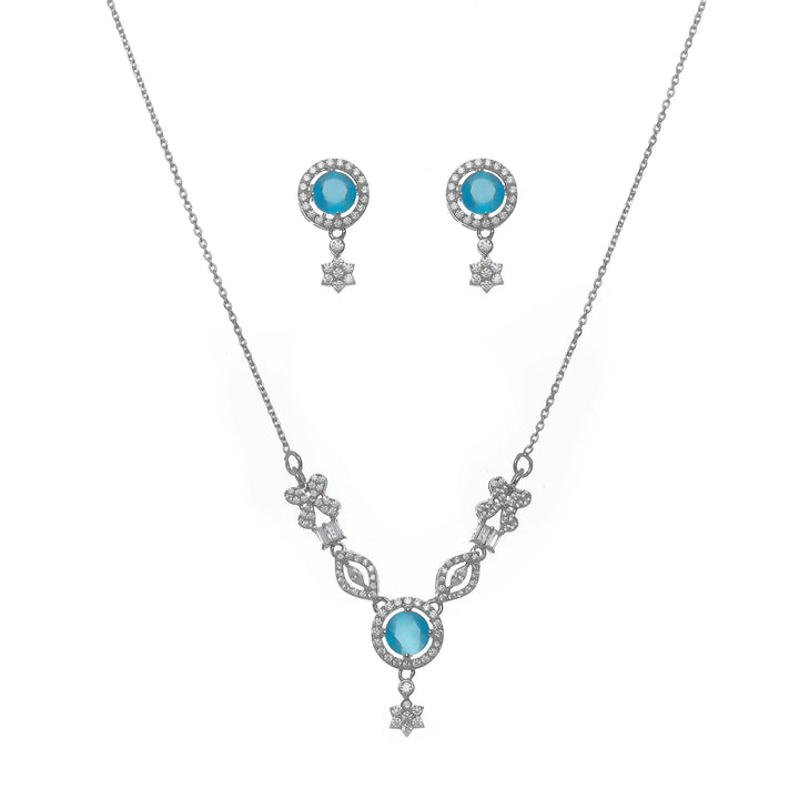 Silver Sapphire Dreams Necklace set - tassyasilver.com