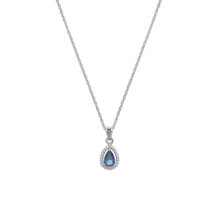 Silver Sapphire Drop Chain Pendant - tassyasilver.com
