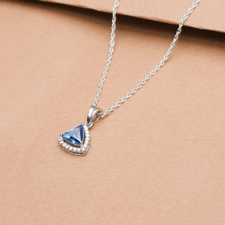 Silver Sapphire Glow Chain Pendant - tassyasilver.com