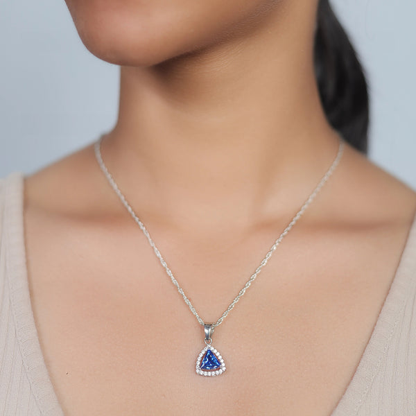 Silver Sapphire Glow Chain Pendant - tassyasilver.com