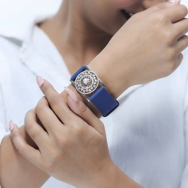 Tassya Silver Sapphire Lace Watch for women