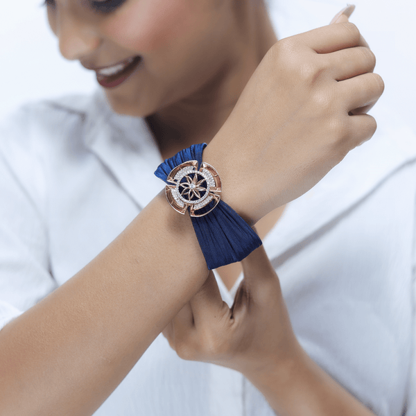  Tassya Silver Sapphire Orb Cuff for women