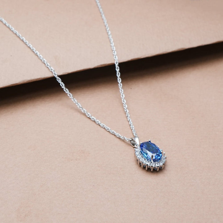 Silver Sapphire Radiance Chain Pendant - tassyasilver.com