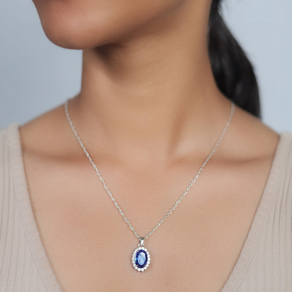 Silver Sapphire Radiance Chain Pendant - tassyasilver.com