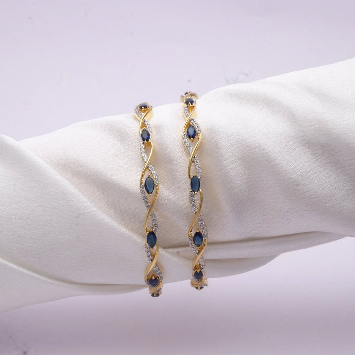 Silver Sapphire Swirl Bangles - tassyasilver.com
