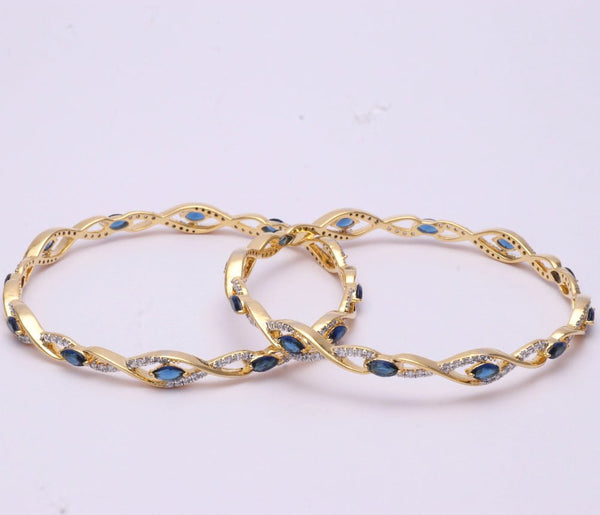 Tassya Silver Sapphire Swirl Bangles for women