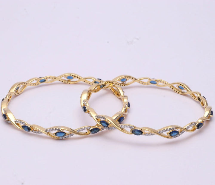Tassya Silver Sapphire Swirl Bangles for women