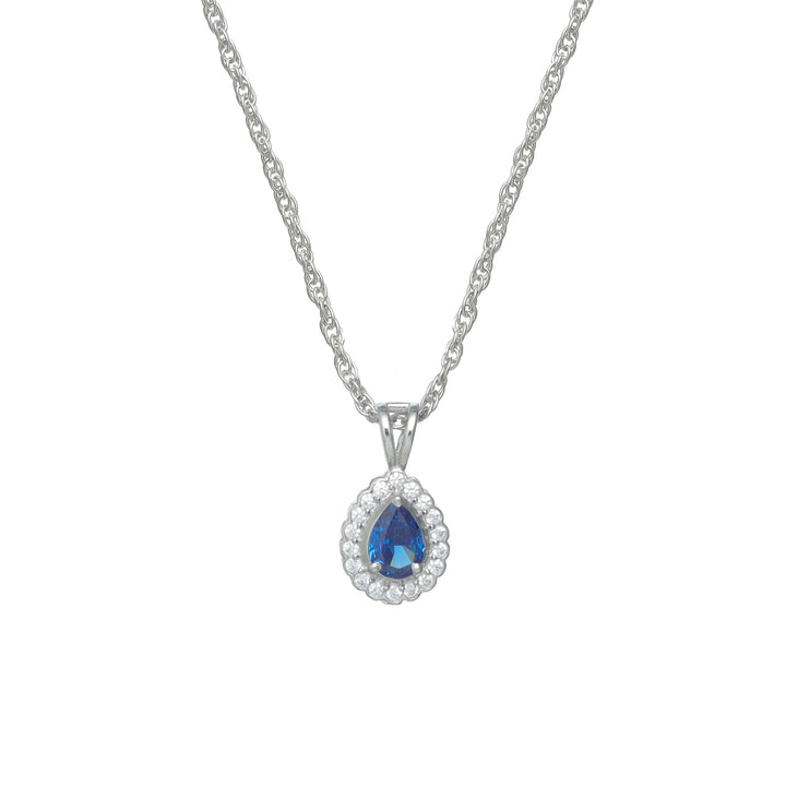 Silver Sapphire Teardrop Chain pendant - tassyasilver.com