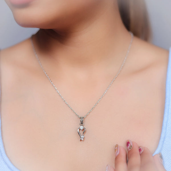 Silver Serene Embrace Chain Pendant - tassyasilver.com
