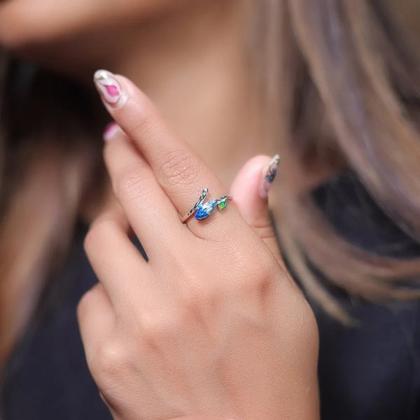 925 Silver Serpent Sheen Minimal Ring
