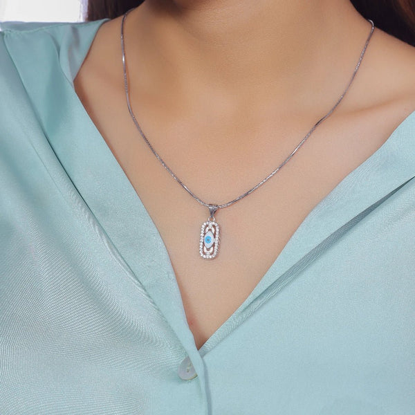 Silver Shield Evil Eye Chain Pendant - tassyasilver.com