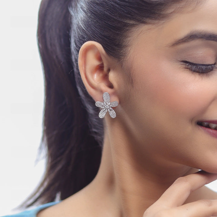 Silver Shimmer Petal Studs - tassyasilver.com