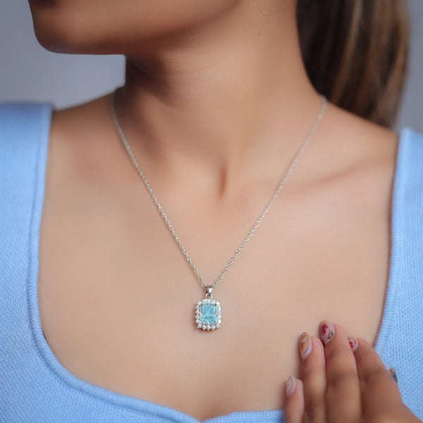 Silver Sky Blue Spark Chain Pendant - tassyasilver.com