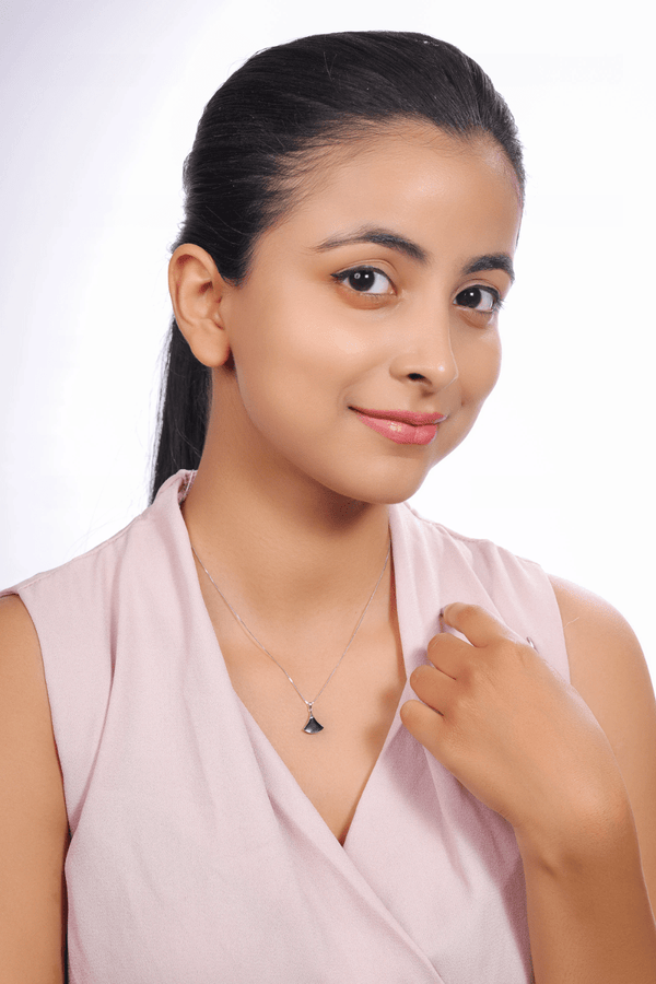 925 Silver Sleek Fan Drop Chain Pendant