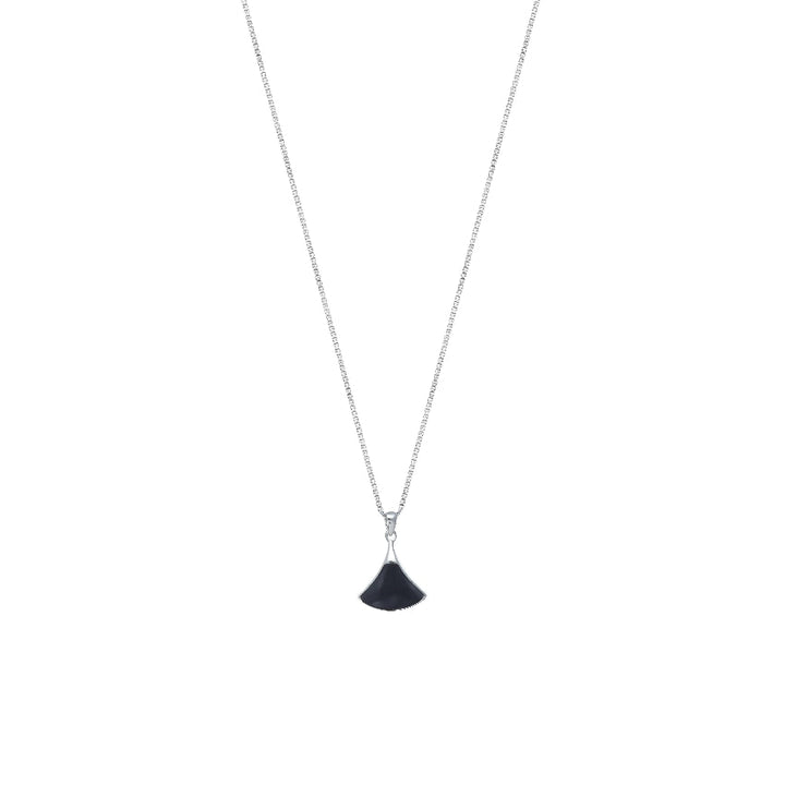 Tassya Silver Sleek Fan Drop Chain Pendant for women