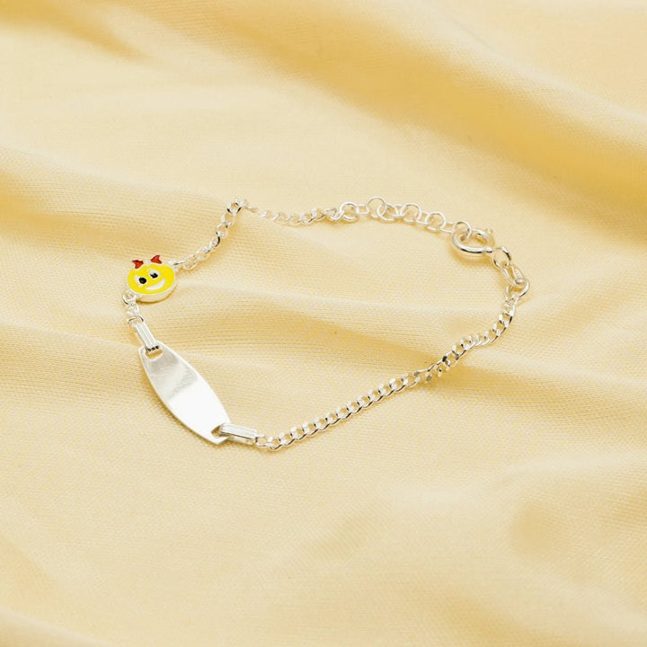 Silver Smiley Baby Name Bracelet - tassyasilver.com