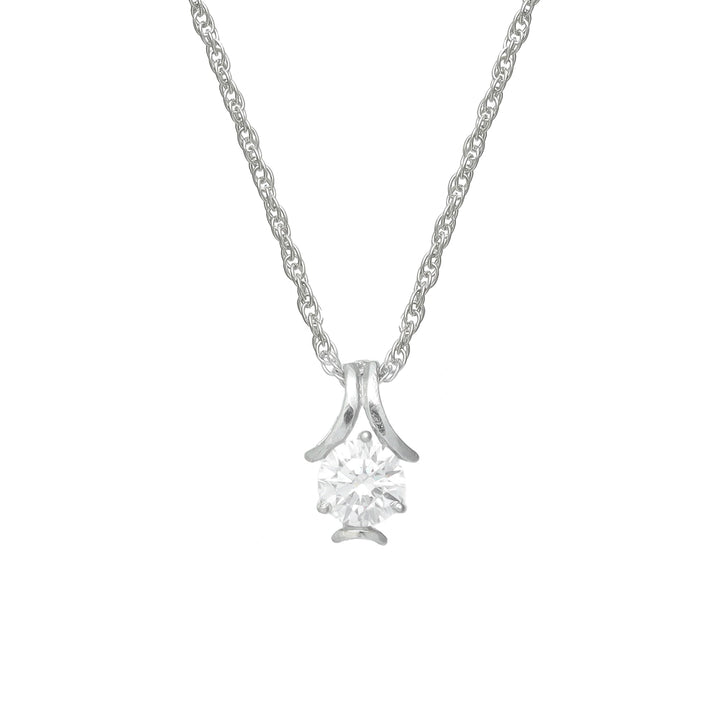 Silver Solitaire Teardrop Chain pendant - tassyasilver.com