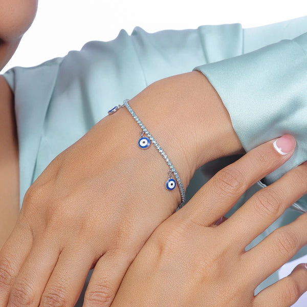 Silver Spark Evil Eye Bracelet - tassyasilver.com