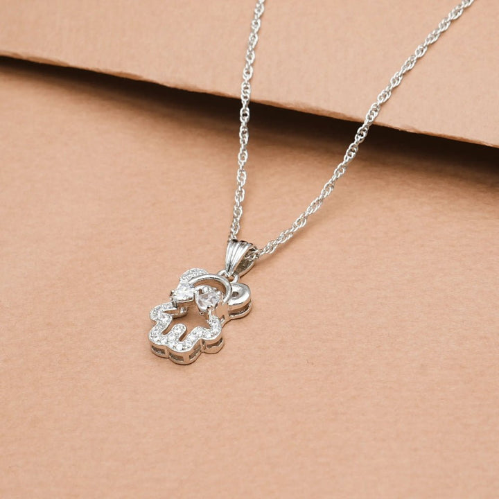Silver Sparkle Bear Chain Pendant - tassyasilver.com