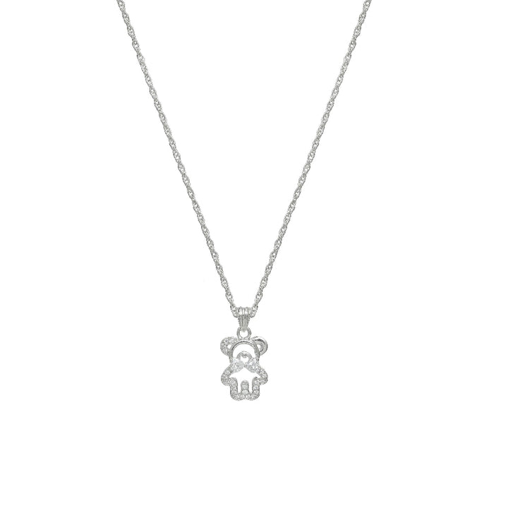 Silver Sparkle Bear Chain Pendant - tassyasilver.com