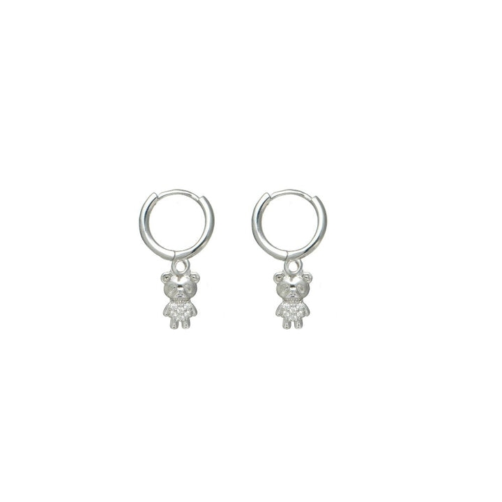 Silver Sparkle Bear Hoops - tassyasilver.com