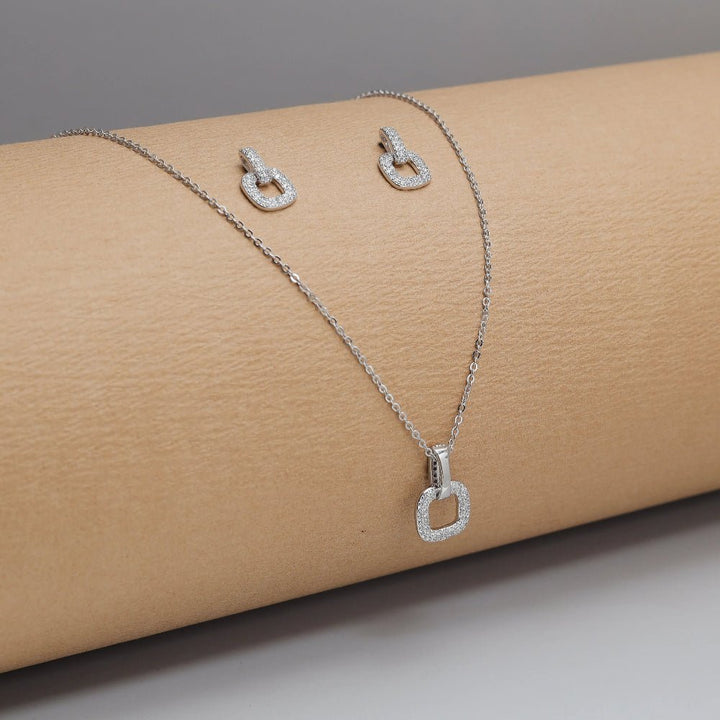 Silver Sparkle Cushion Chain Pendant Top - tassyasilver.com