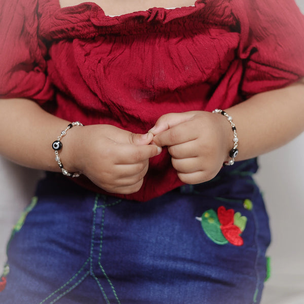 Silver Spiral Evil Eye Baby Bracelet - tassyasilver.com