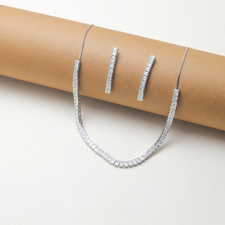 silver square necklace set - tassyasilver.com