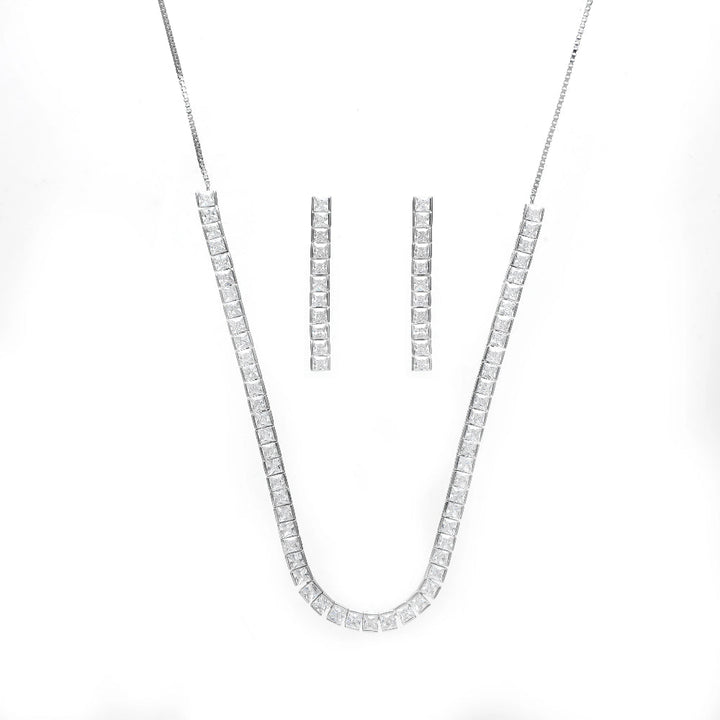Tassya Silver silver square necklace set in 925 sterling silver jewellery