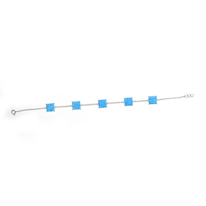 Silver Squared Link Opal Bracelet - tassyasilver.com