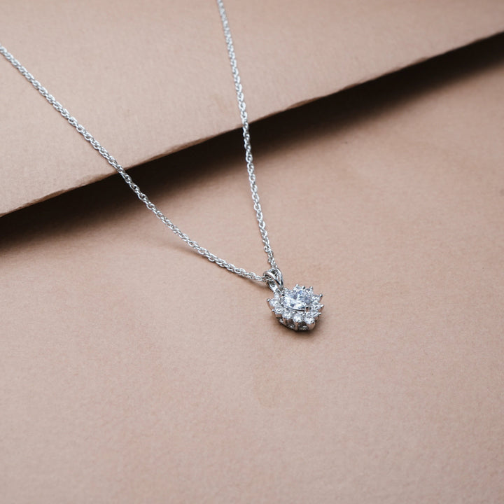 Silver Sunburst Heart Chain pendant - tassyasilver.com