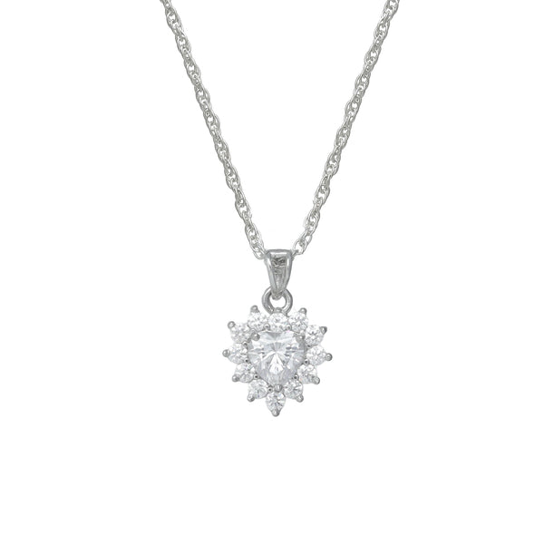 925 Silver Sunburst Heart Pendant