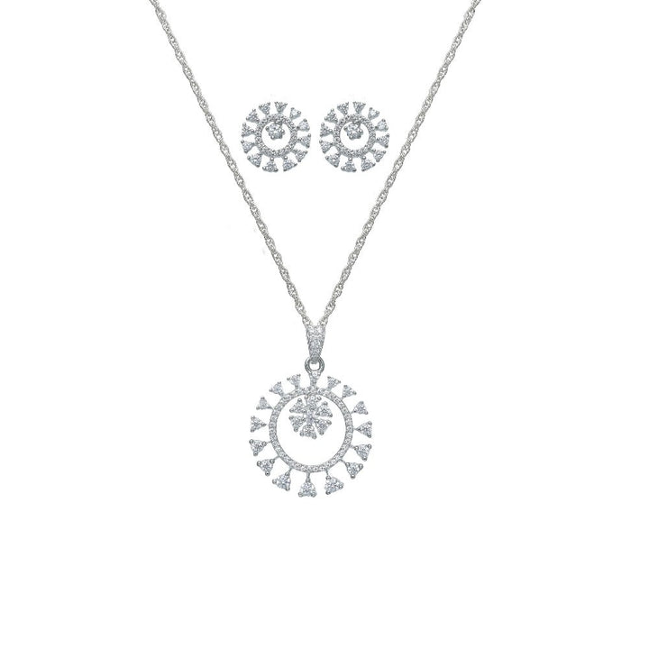 Silver Sunflare Radiance Chain Pendant Studs - tassyasilver.com