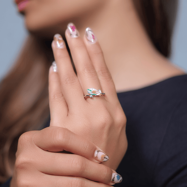 925 Silver Sunset Feather Minimal Ring