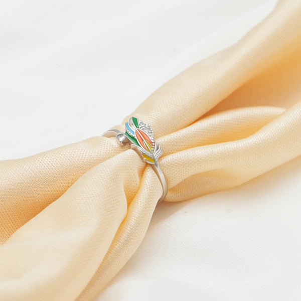 925 Silver Sunset Feather Minimal Ring