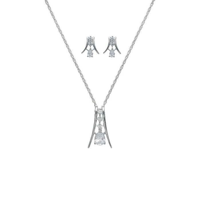 Silver Teardrop Drop Chain Pendant Studs - tassyasilver.com