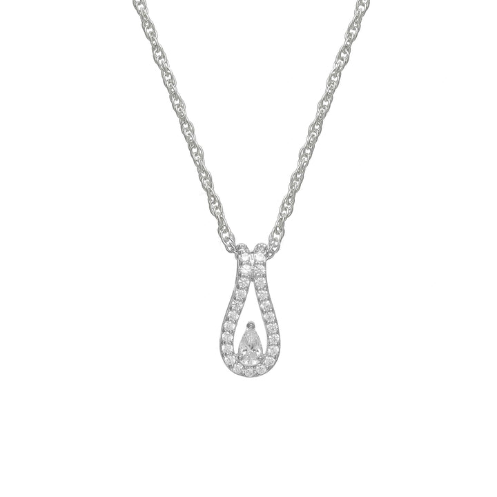 Silver Teardrop Halo Chain Pendant - tassyasilver.com
