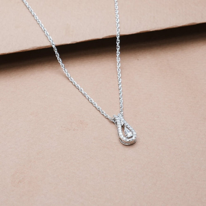 Silver Teardrop Halo Chain Pendant - tassyasilver.com