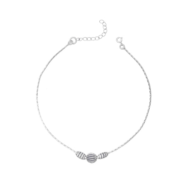 Silver Textured Trio Anklet - tassyasilver.com
