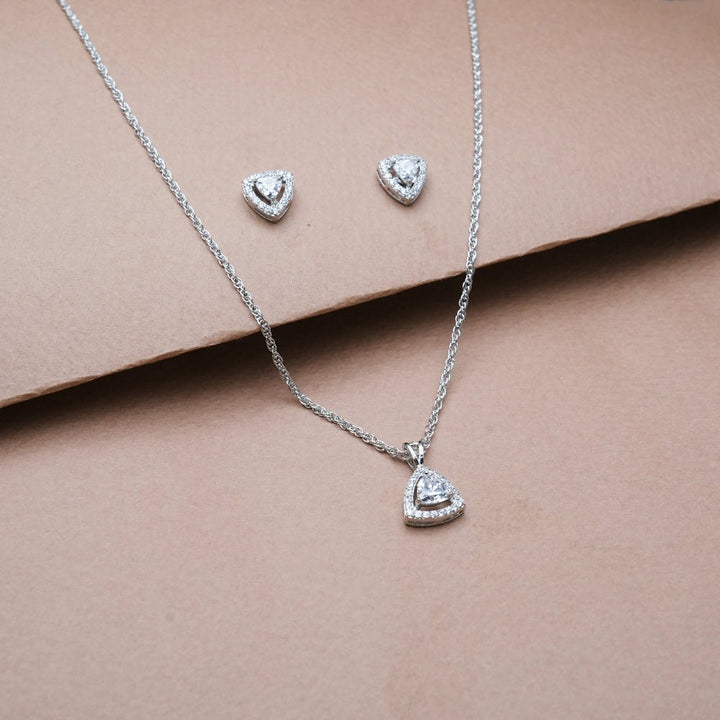 Silver Trilight Spark Chain Pendant Studs - tassyasilver.com
