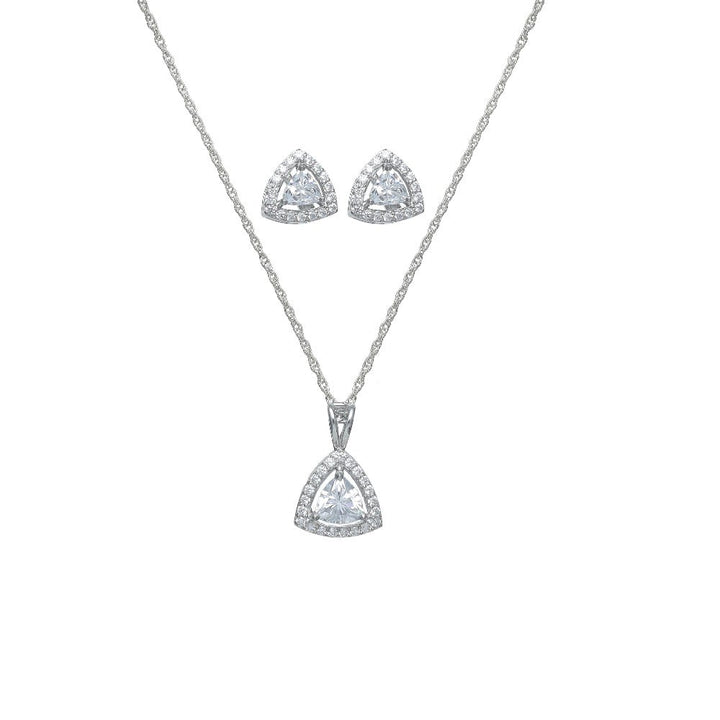 Silver Trilight Spark Chain Pendant Studs - tassyasilver.com