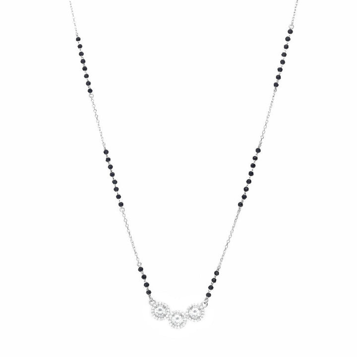 Silver Triple Diamond Bliss Mangalsutra - tassyasilver.com