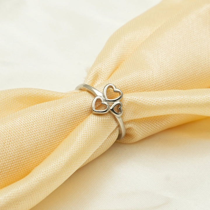 Silver Triple Heart Bloom Ring - tassyasilver.com