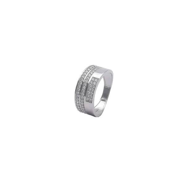 Silver Triple Layer Diamond Band Ring - tassyasilver.com