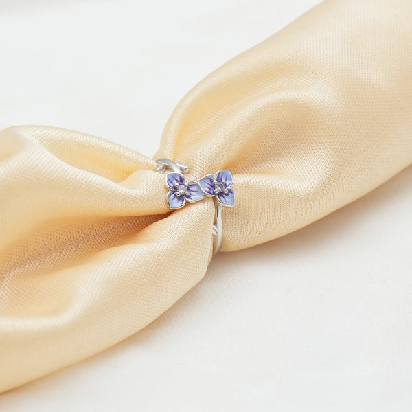 925 Silver Twin Bloom Floral Ring