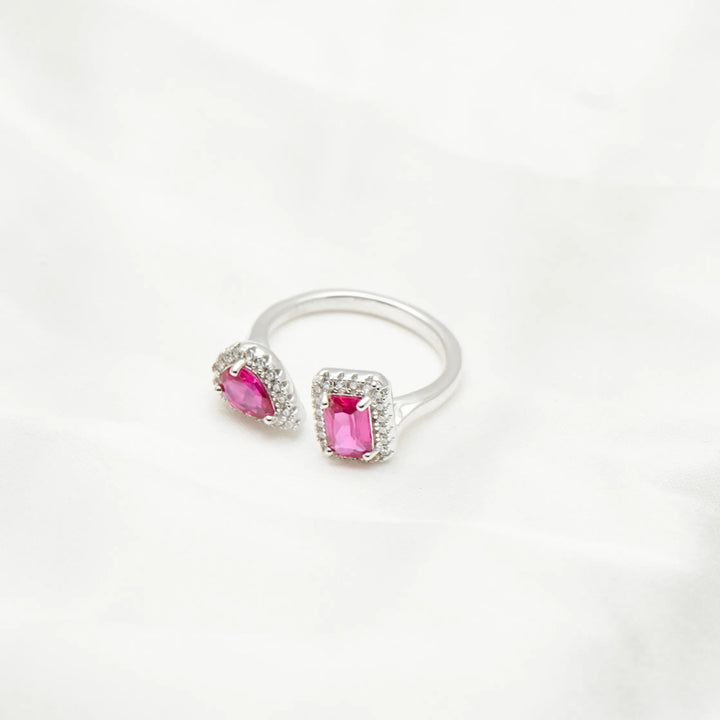 Silver Twin Ruby Spark Ring - tassyasilver.com