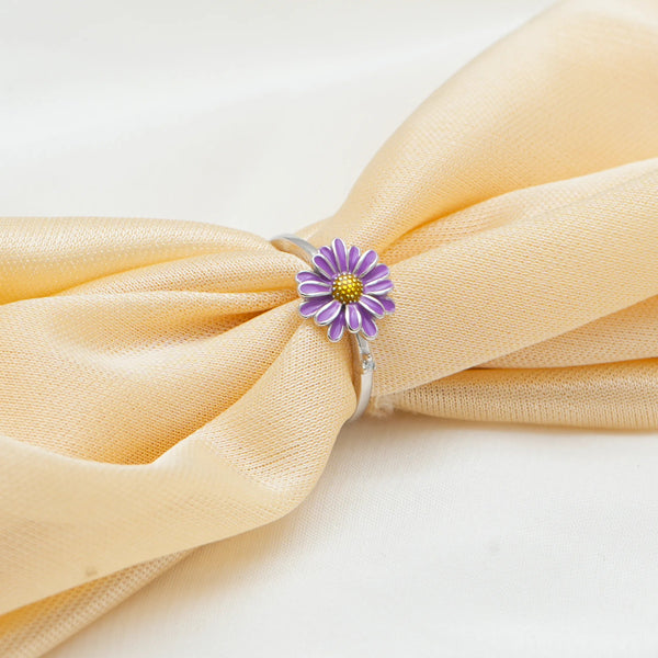 925 Silver Violet Bloom Floral Ring