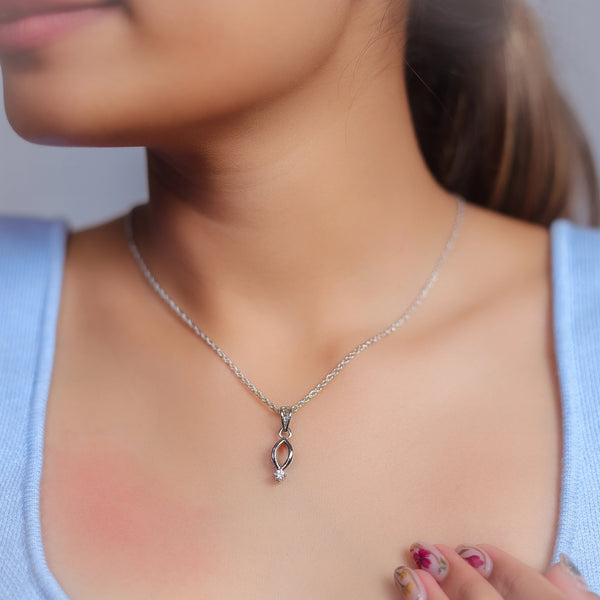 Silver White Leaf Whisper Chain Pendant - tassyasilver.com